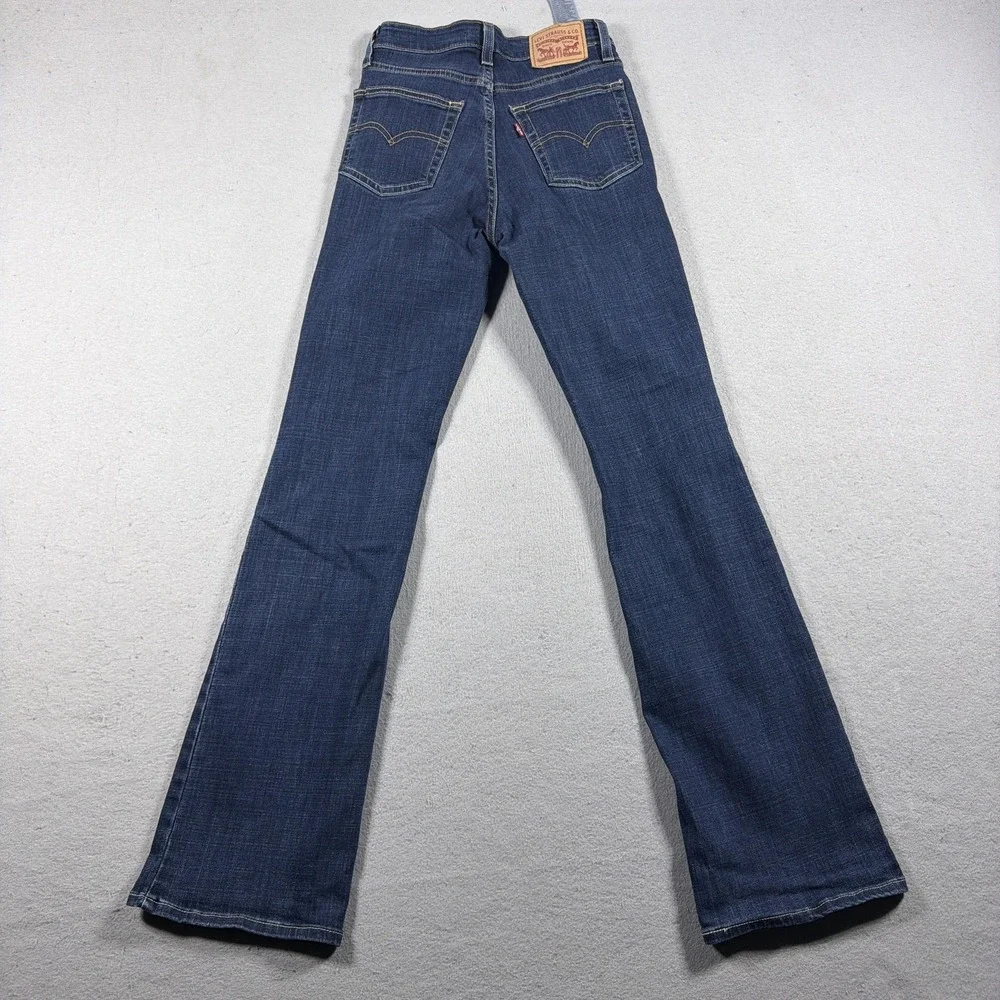 Levis 725 High Rise Bootcut Jeans Womens 24 Medium Wash Blue Stretch Denim Pants